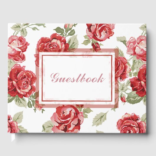 Rote Rose Blumendruck Gästebuch (Vorderseite)