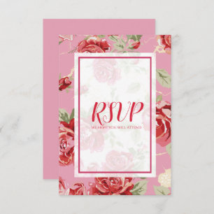 Rote Rose Blumendruck Save the Date RSVP Karte