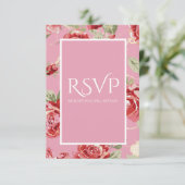 Rote Rose Blumendruck Save the Date RSVP-Karte RSVP Karte (Stehend Vorderseite)