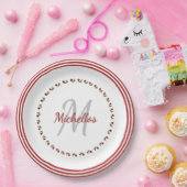 Rote Rose Blumenfotografie - Initial & Name Pappteller (Party)