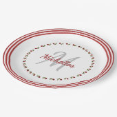 Rote Rose Blumenfotografie - Initial & Name Pappteller (Schrägansicht)