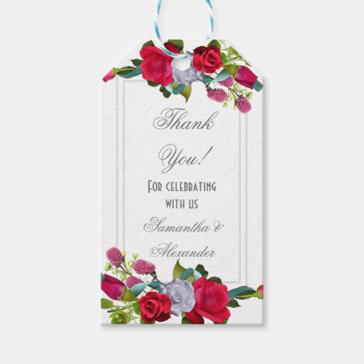 Rote Rose Blumenhochzeit Geschenkanhänger (Vorderseite)