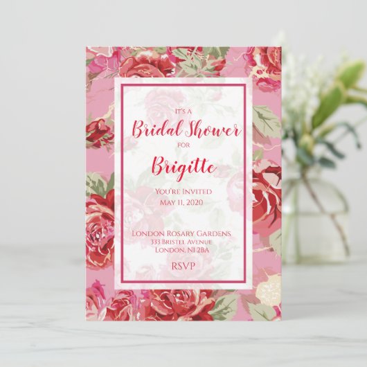 Rote Rose Blumenklassik Brautparty annou Ankündigung (Stehend Vorderseite)