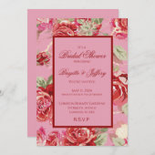 Rote Rose Blumenklassik Brautparty annou Ankündigung (Vorne/Hinten)
