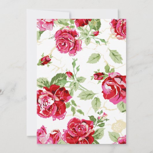 Rote Rose Blumenklassiker Brautparty Ankündigung (Rückseite)