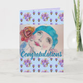 Rote Rose Blumenmuster Kunstkarte Karte (Vorderseite)