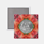 Rote Rose Blumenrahmen Ihr Foto hinzufügen Magnet (Vorderseite/Rückseite)