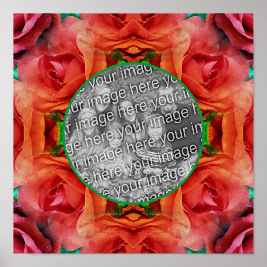 Rote Rose Blumenrahmen Ihr Foto hinzufügen Poster (Vorne)
