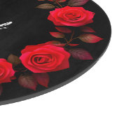 Rote Rose Blumenreath im Schwarzen Hintergrund Schneidebrett (Ecke)