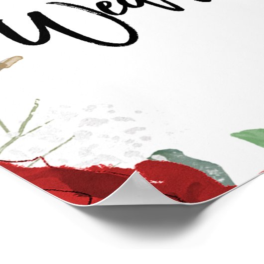 rote Rose Blumenstrauß Polterabend Begrüßungszeich Poster (Ecke)