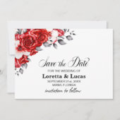 Rote Rose BlumenWedding Speichern Sie das Datum Save The Date (Vorderseite)