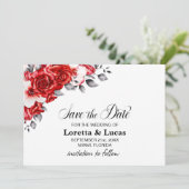 Rote Rose BlumenWedding Speichern Sie das Datum Save The Date (Stehend Vorderseite)