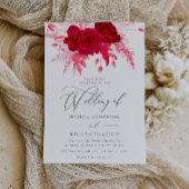 Rote Rose Boho Floral Wedding Einladung