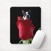 Rote Rose Boston Terrier Mousepad (Mit Mouse)