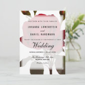 Rote Rose Botanische Hochzeit Moderne Einladung (Stehend Vorderseite)