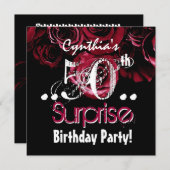 rote Rose Bouquet 50. Überraschung Geburtstag B541 Einladung (Vorne/Hinten)