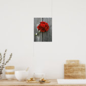 Rote Rose Bouquet & Barnwood Poster (Küche)