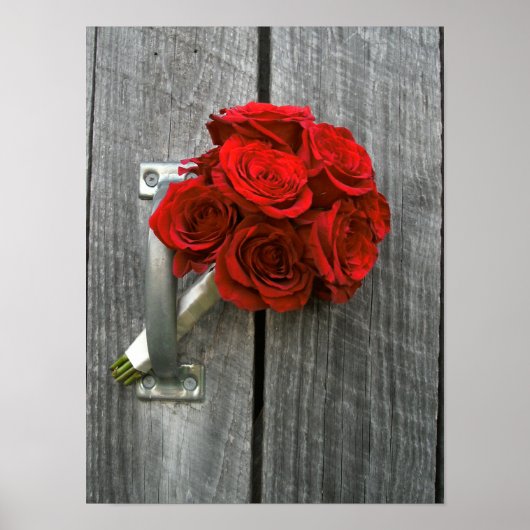 Rote Rose Bouquet & Barnwood Poster (Vorne)