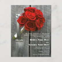 Rote Rose Bouquet Barnwood Probe Dinner einladen