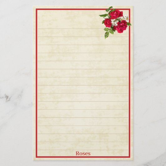 Rote Rose Bouquet Floral Fotocreme BG Briefpapier (Vorderseite)