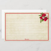 Rote Rose Bouquet Floral Fotocreme BG Briefpapier (Vorne/Hinten)