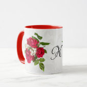 Rote Rose Bouquet Floral Fotografie Tasse (Vorderseite Links)