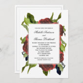 Rote Rose Bouquet Floral Wedding Einladung (Vorne/Hinten)