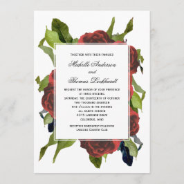 Rote Rose Bouquet Floral Wedding Einladung
