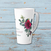 Rote Rose Bouquet Holly Jolly Weihnachten Milchtasse