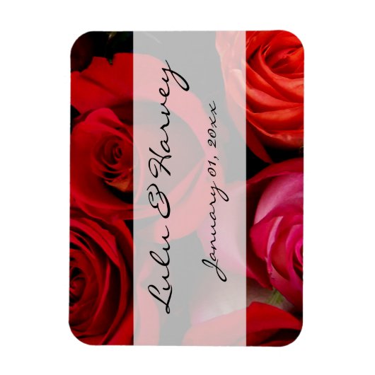 Rote Rose Bouquet Personal Wedding Magnet (Vertikal)