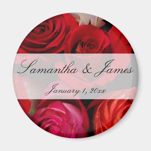 Rote Rose Bouquet Personal Wedding Magnet (Vorne)