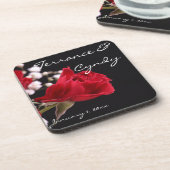 Rote Rose Bouquet Personal Wedding Untersetzer (Linke Seite)