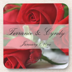 rote Rose Bouquet Persönliches Set von Cork Unters Untersetzer