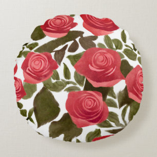 Rote Rose Bouquet Rundkissen Rundes Kissen