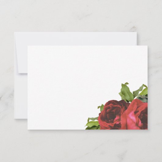 Rote Rose Bouquet Wedding RSVP (Rückseite)