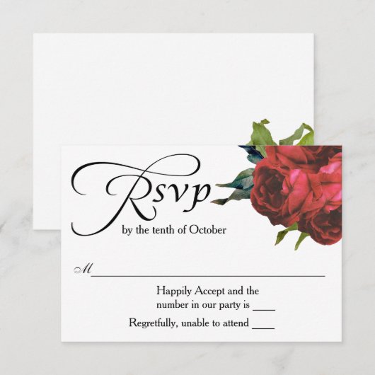 Rote Rose Bouquet Wedding RSVP (Vorne/Hinten)