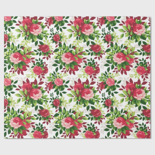 Rote Rose Bouquet Wrapping Paper Geschenkpapier (Flach)