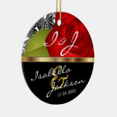 Rote Rose Braut und Groom Hochzeit halten Keramikornament (Rechts)