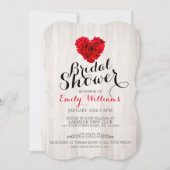 Rote Rose Brautdusche Einladung (Vorderseite)