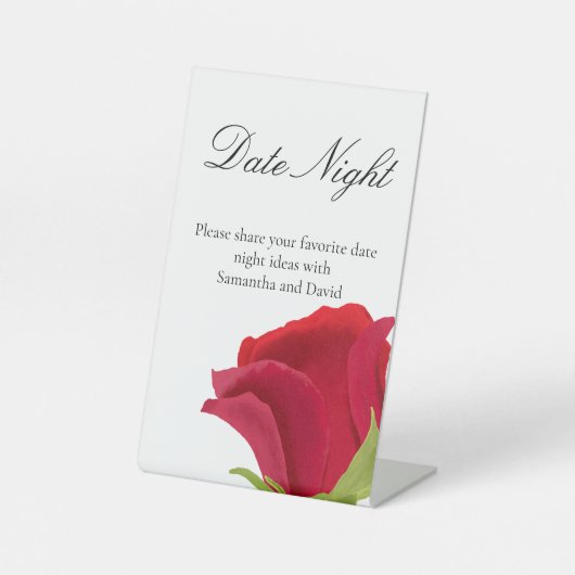 Rote Rose Brautparty Datum Nacht Jar Sockelschild (Vorderseite)