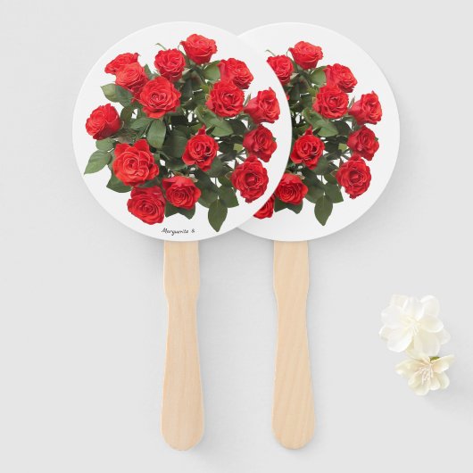 Rote Rose Bridal Bouquet Personalisiert Fans Fächer (Vorne und Hinten)
