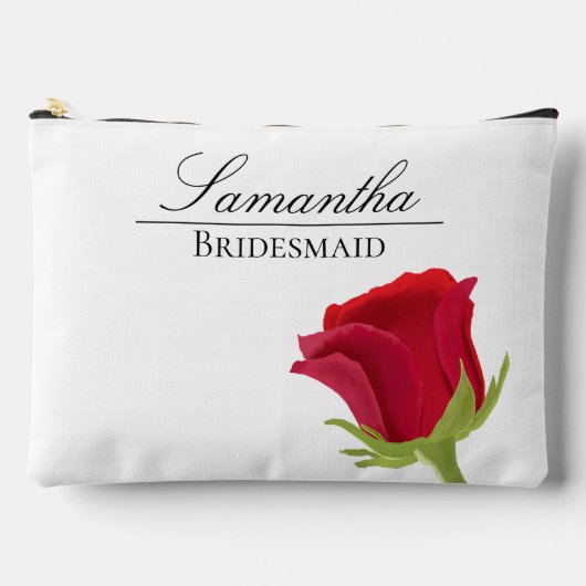 Rote Rose Bridesmaid Druckknopfbeutel Zubehörtasche (Vorderseite)
