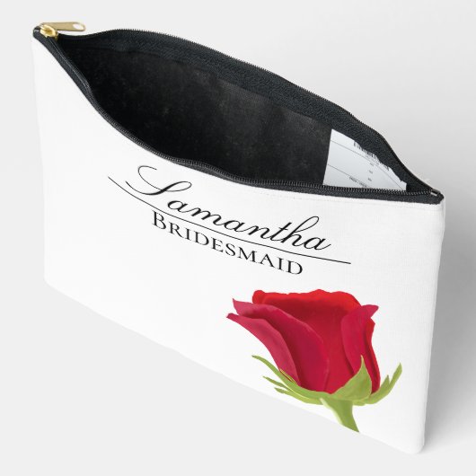 Rote Rose Bridesmaid Druckknopfbeutel Zubehörtasche (Offen)