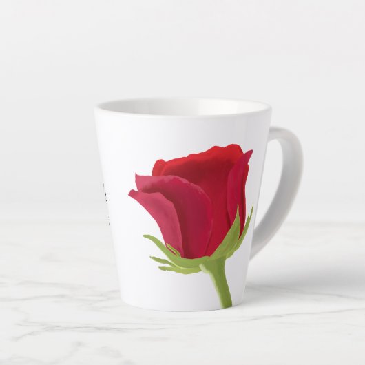 Rote Rose Bridesmaid Name Latte Tasse (Rechte Ecke)