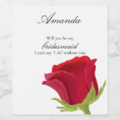 Rote Rose Bridesmaid Vorschlag Weinetikett (Einzelnes Label)