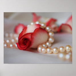 Rote Rose Bud and Pearls Poster