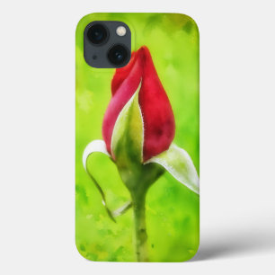 Rote Rose Bud Blume Art Phone Case