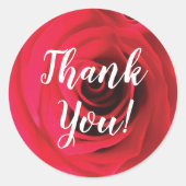 Rote Rose bud danke Ihnen Kalligraphietext Runder Aufkleber (Vorderseite)