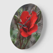 Rote Rose Bud Große Wanduhr (Winkel)