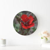 Rote Rose Bud Große Wanduhr (Zuhause)